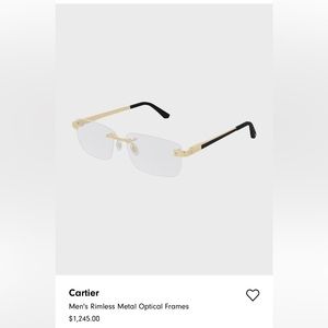 Cartier Men's Rimless Metal Optical Frames (Gold)
